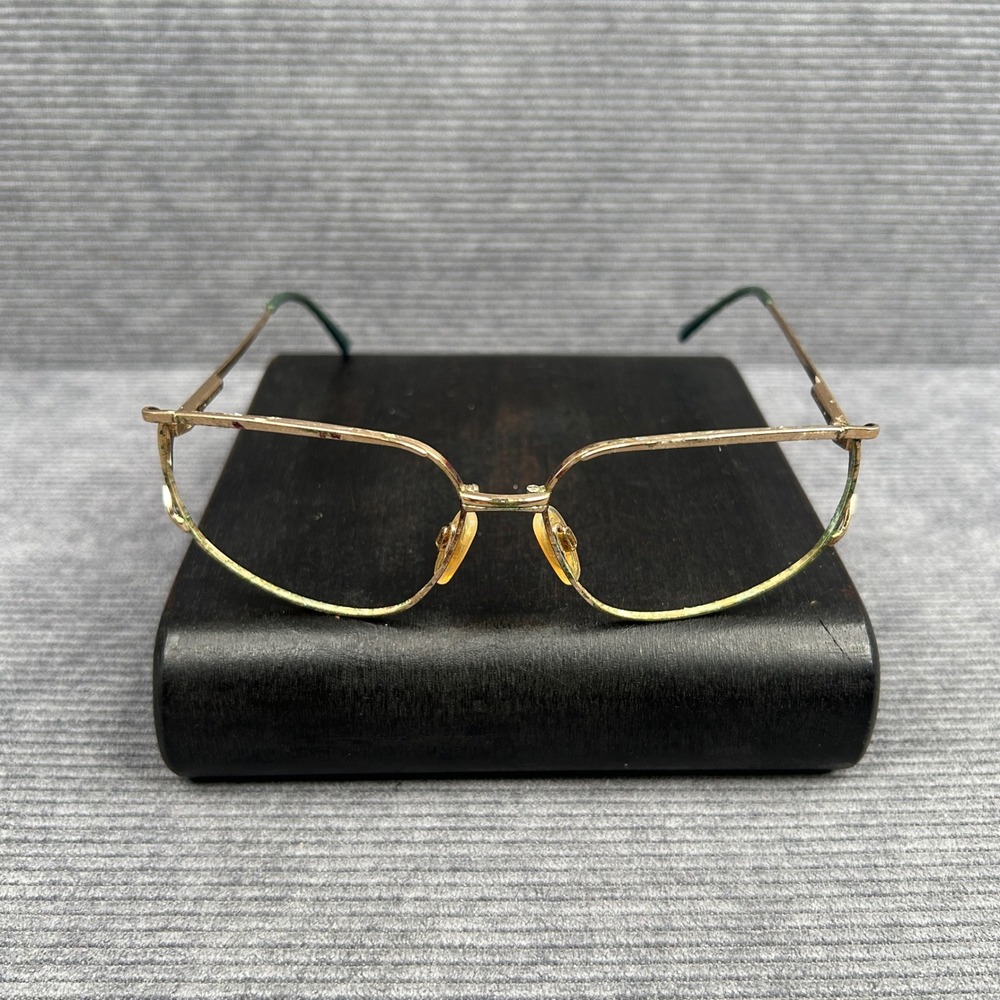 Safilo Elasta Vintage Gold Rectangular y2k Eyeglass Frames Italy Colorful Enamel